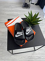 Шлепанцы женские Nike Benassi Black «White Logo»