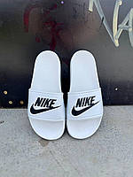 Шлепанцы женские Nike Benassi White «Black Logo» 1