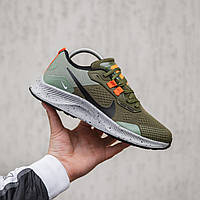 Мужские кроссовки Nike Zoom Pegasus Trail 3 (хаки с оранжевым) демисезонные крутые кроссы 2348