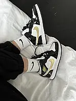 Женские кроссовки Nike Air Jordan MID PATENT GOLDEN BLACK