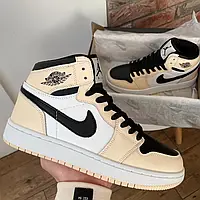 Женские кроссовки Nike Air Jordan Retro1 Black Beige