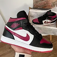 Женские кроссовки Nike Air Jordan Retro1 Black Bordo