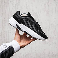 Мужские кроссовки Adidas Ozelia (чёрные с белым) мягкие спортивные демисезонные кроссовки 2376