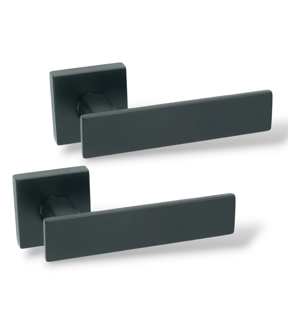 Ручки дверні TUPAI LINA 2 2730Q-153 чорний матовий (для міжкімнатних/вхідних дверей ), фото 1