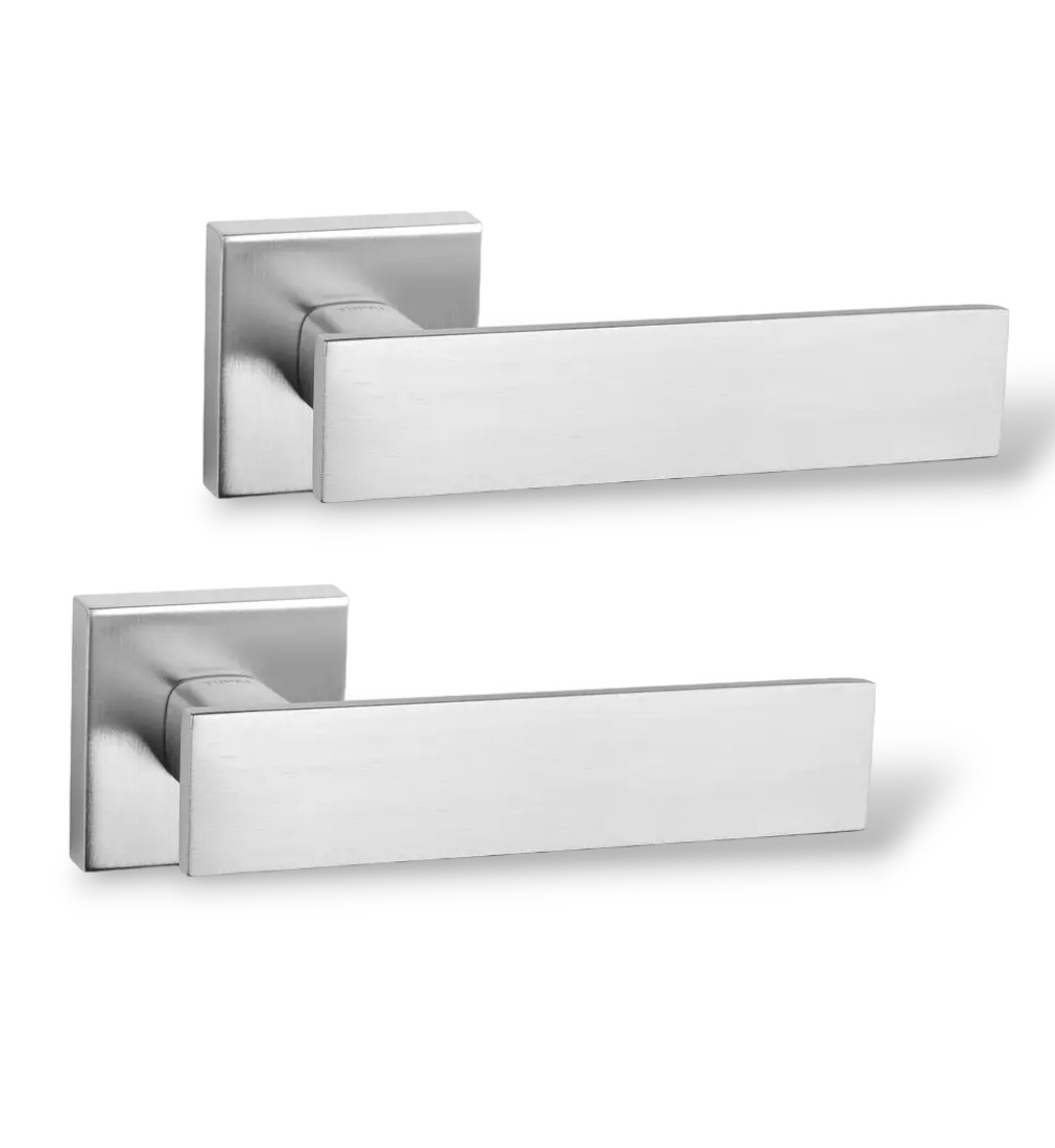 Ручки дверні TUPAI LINA 2 2730Q-96 хром матовий (для міжкімнатних/вхідних дверей ), фото 1