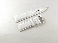 Кожаный ремешок для наручных часов 24 мм Nagata Spain белый гладкий с серебристой пряжкой