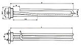 RT TW1500 — ТЕН 1.5кВт для бойлера під латунну гайку 1 1/4", гнутий, під анод M6 (Thermowatt), фото 2