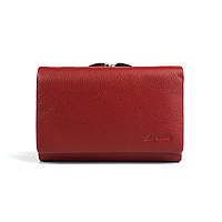 Красный маленький женский кожаный кошелек Balisa на магните, Раскладной мини кошелек из натуральной кожи