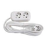 Подовжувач мережевий без заземлення 2 гнізда 3м (2x1мм) білий TITANUM STANDARD, фото 7