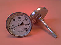 Термометр биметаллический PAKKENS Ø100мм от 0 до 300 градусов, трубка-капилляр 10 см с резьбой 1/2" Турция