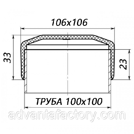 Зовнішня заглушка для труби 100*100 білий, фото 2