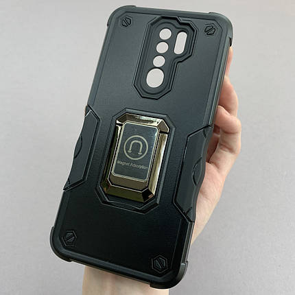 Чохол для Xiaomi Redmi 9 протиударний із підставкою чохол на телефон сяомі редмі 9 чорний c6u, фото 1