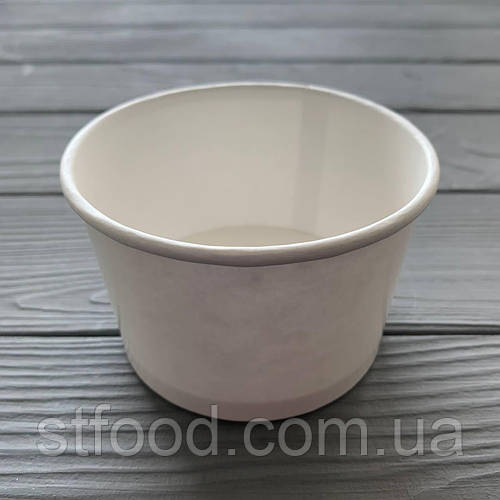 Контейнер бумажный для мороженого Ø90мм 230 мл белый (50шт/уп|1000шт/ящ ...