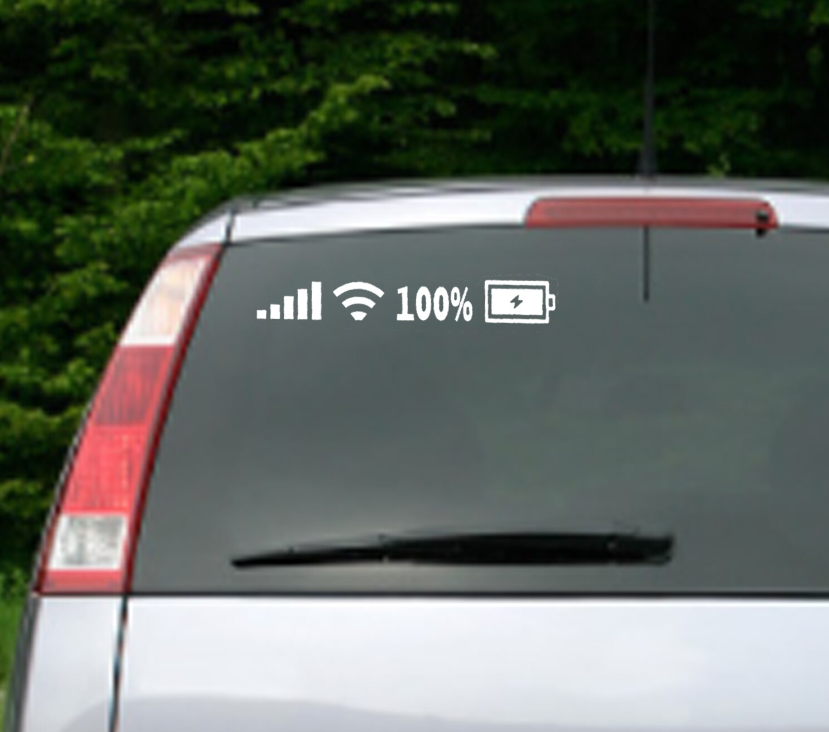 Вінілова наклейка з Wi-Fi, з повним зарядом, срібляста, 2 шт (KG-9589)