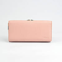 Пудровый кожаный кошелек Balisa на магните, Розовый классический кошелек из натуральной кожи с монетницей