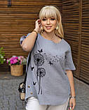 Жіноча льняна подовжена футболка з принтом, фото 8