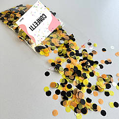 Конфеті паперове жовтогаряче — чорний із тиш'ю 10 г