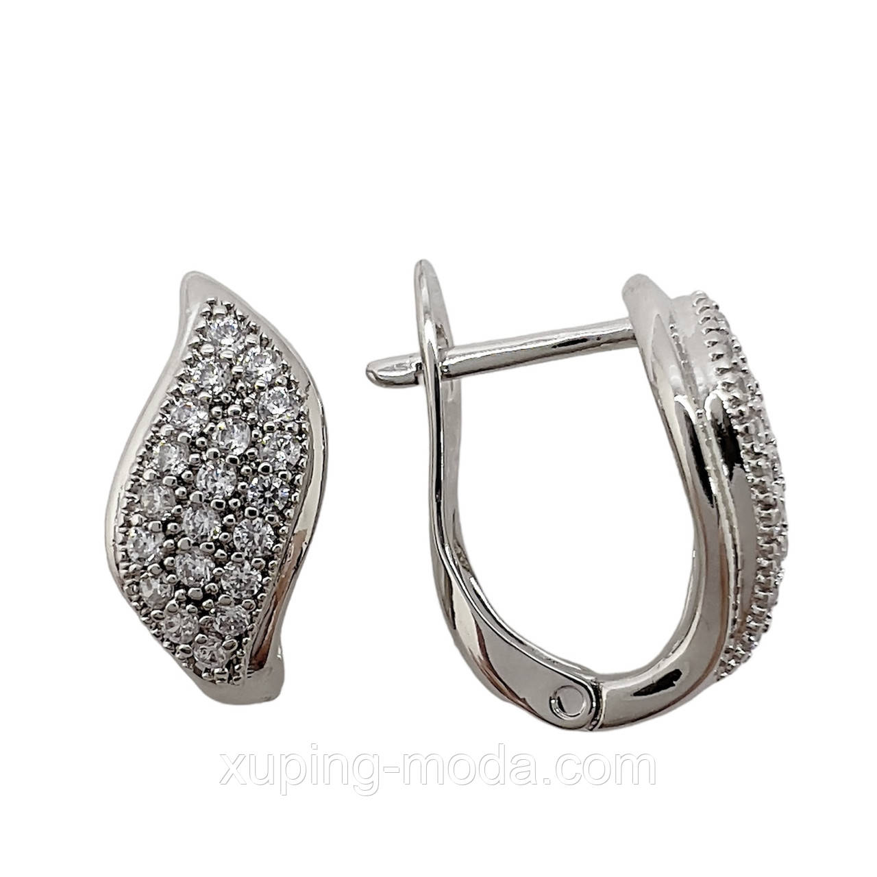 Сережки жіночі xuping. 15х6 мм . Родій