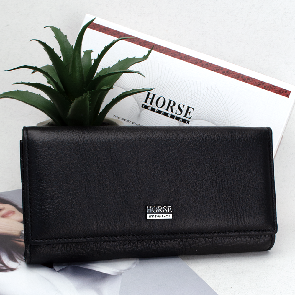 Гаманець жіночий шкіряний Horse Imperial A0001 black чорний
