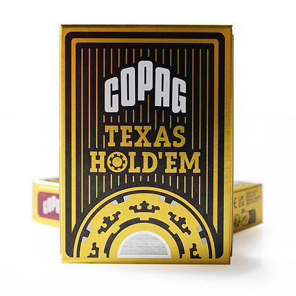 Пластикові гральні карти Copag "Texas hold'em" Gold чорні, фото 2