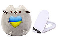 Мягкая игрушка Пушин кэт с сердцем в лапках и Подставка для гаджетов Белый (n-10399)