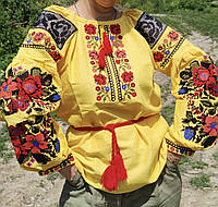 Вышиванка женская на домотканом полотне "Мария" 40-58 р-ры