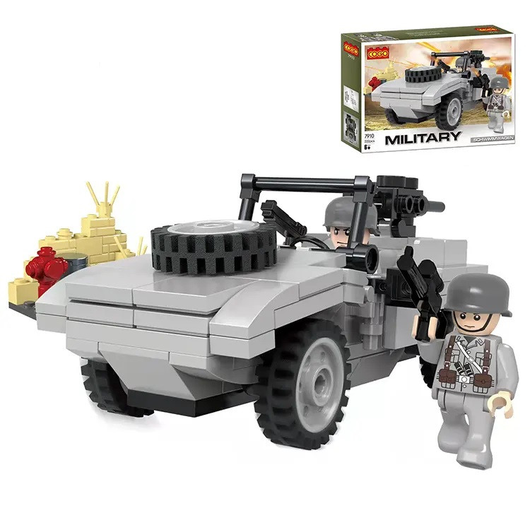 Конструктор Cogo Military Військова машина 7910, армія, джип, Schwimmwagen, 222 дет., блочний, іграшка