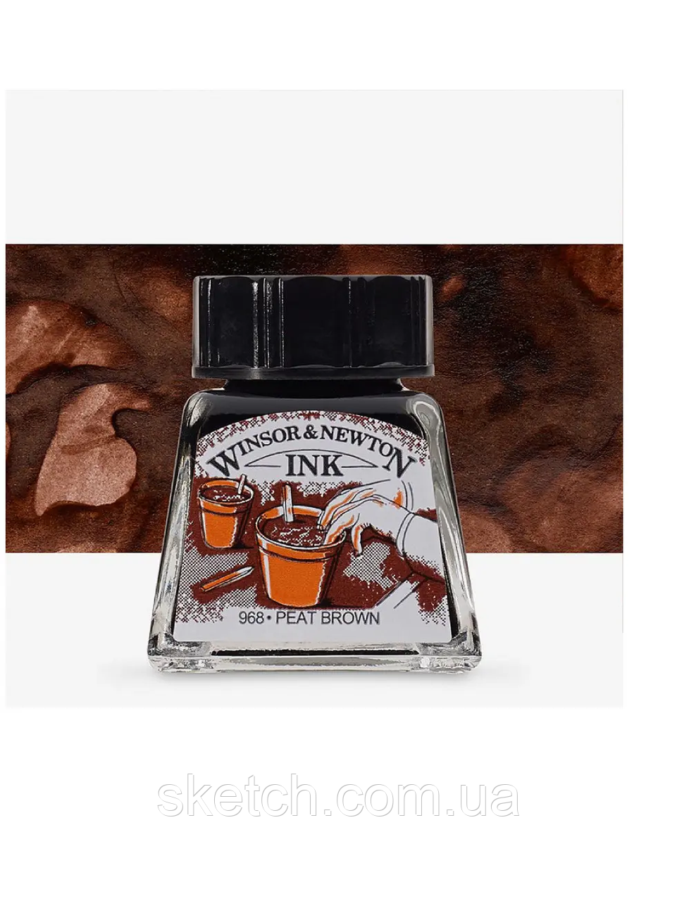 Туш художня Drawing Inks, №469 Peat Brown, Winsor&Newton, фото 1