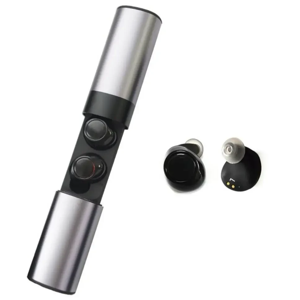 Бездротові навушники Bluetooth AirTwins S2 з боксом для заряджання Silver, фото 1