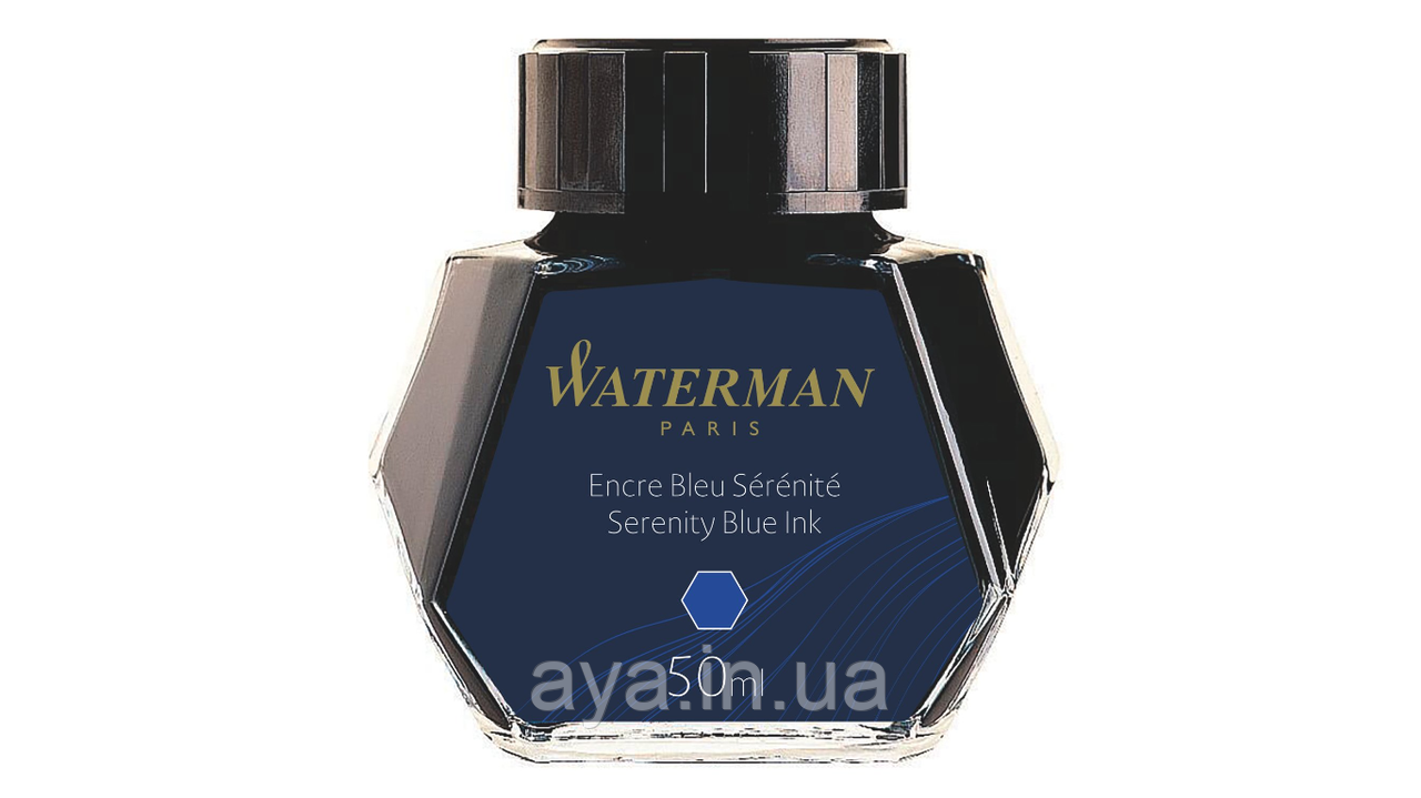 Чорнило Waterman для заправки перових ручок, для конвертора (50 мл, скляний флакон, колір чорнила синій) 51 062
