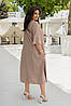 Сукня-міді вільного крою з принтом бежевого кольору (58-60), фото 2