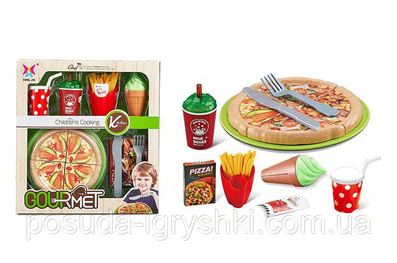 Набір продуктів Фастфуд, XJ368, піца, картопля-фрі, морозиво, напої, в коробці р.26,5*7,4*28,7 см, фото 1