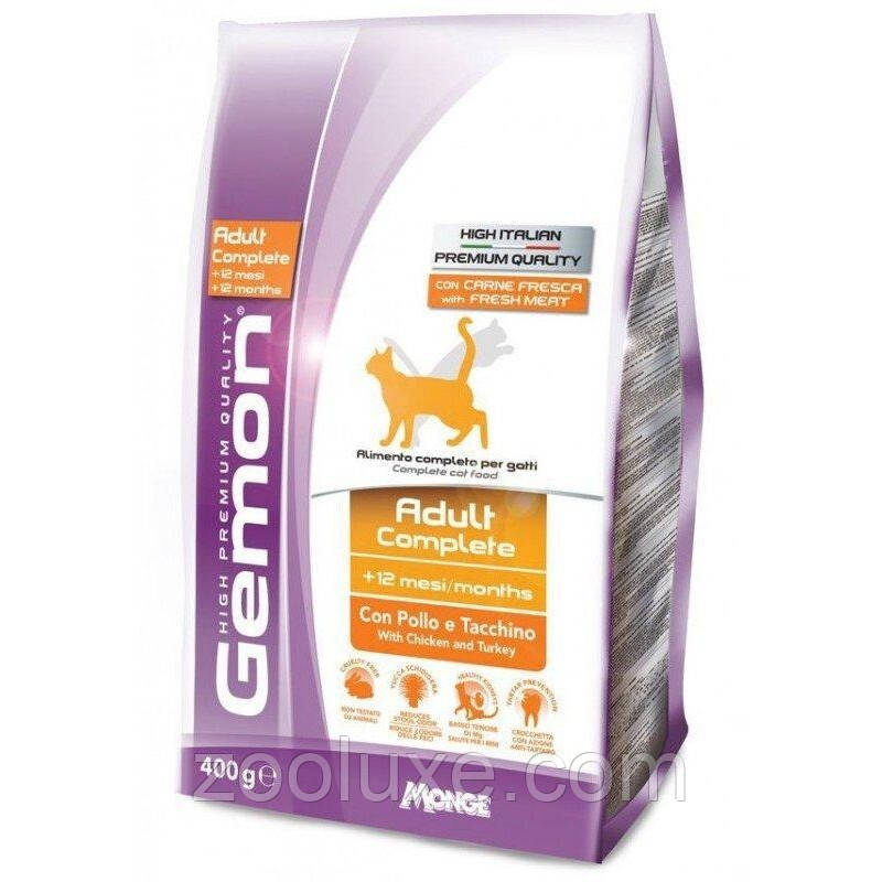 Gemon Adult Complete Chicken & Turkey 1,5 кг корм для котів Джемон Едалт Компліт Курка та Інійка