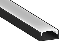Алюмінієвий профіль для світлодіодної стрічки АЛ-02-2 1 метр чорний накладний LEDUA