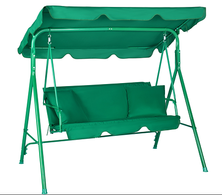 Садова гойдалка FUNFIT Relax Green для трьох, садова гойдалка з навісом для будинку, фото 1