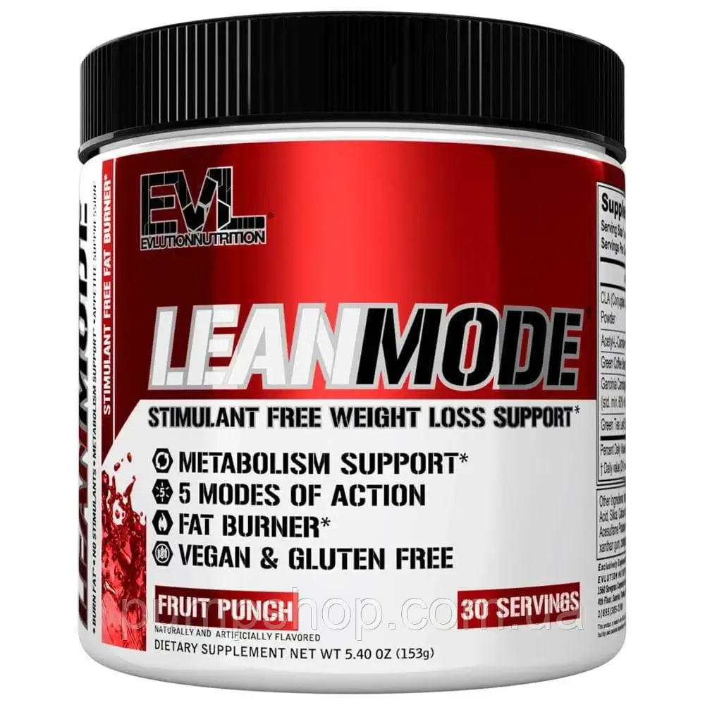 Жирспалювач без стимуляторів Evlution Nutrition Lean Mode Powder 30 порц ( смак фруктовий пунш )