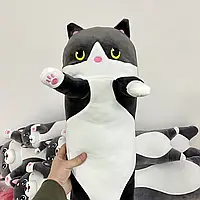 Детская мягкая игрушка обнимашка подушка антистресс для сна Кот Батон черный 70 см