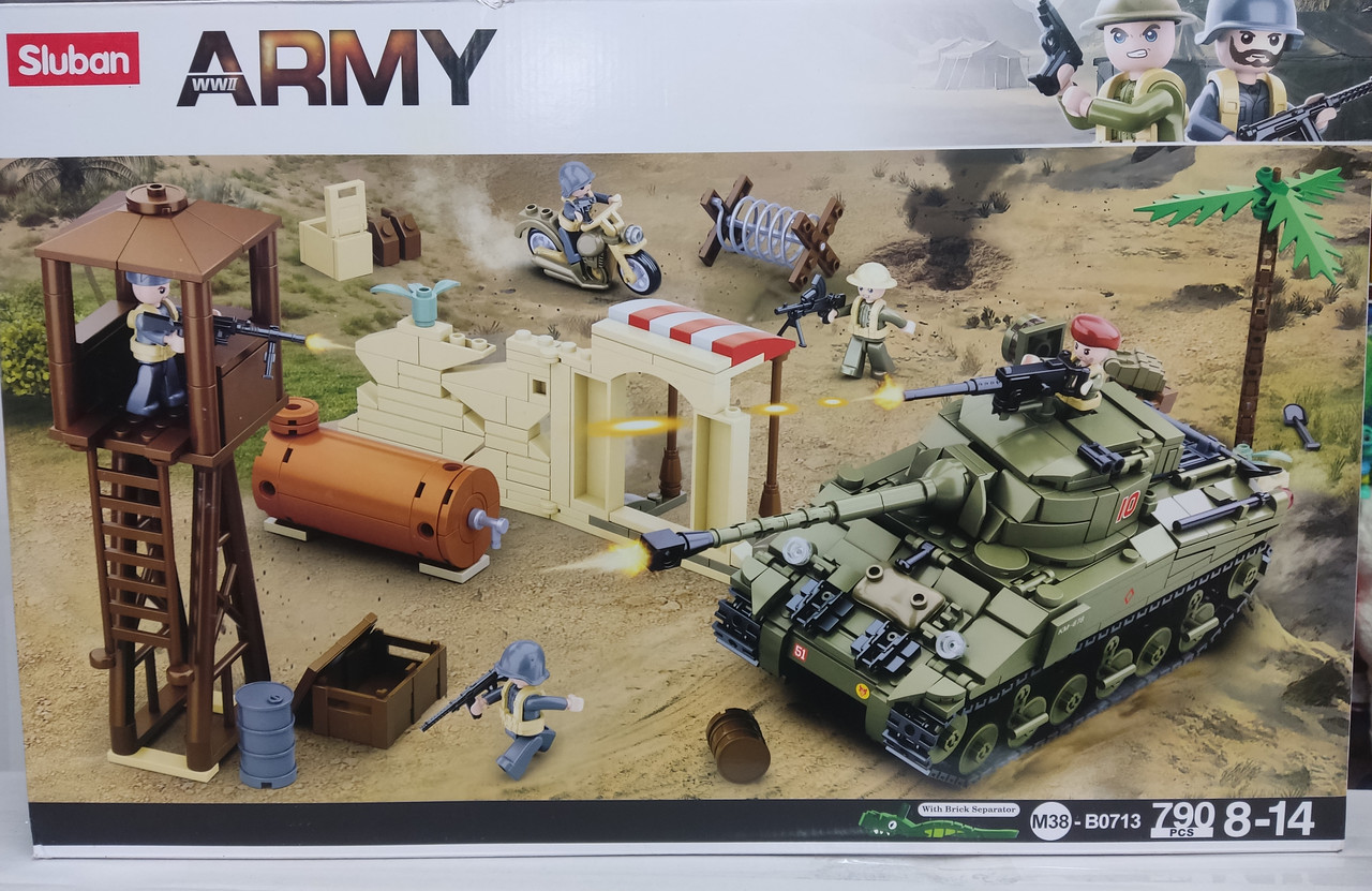 Конструктор SLUBAN Army Захват базы M38-B0713 Танк 790 деталей + ПОДАРУНОК