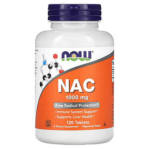 Амінокислота N-ацетил L-цистеїн Now Foods NAC 1000 мг 120 таб.