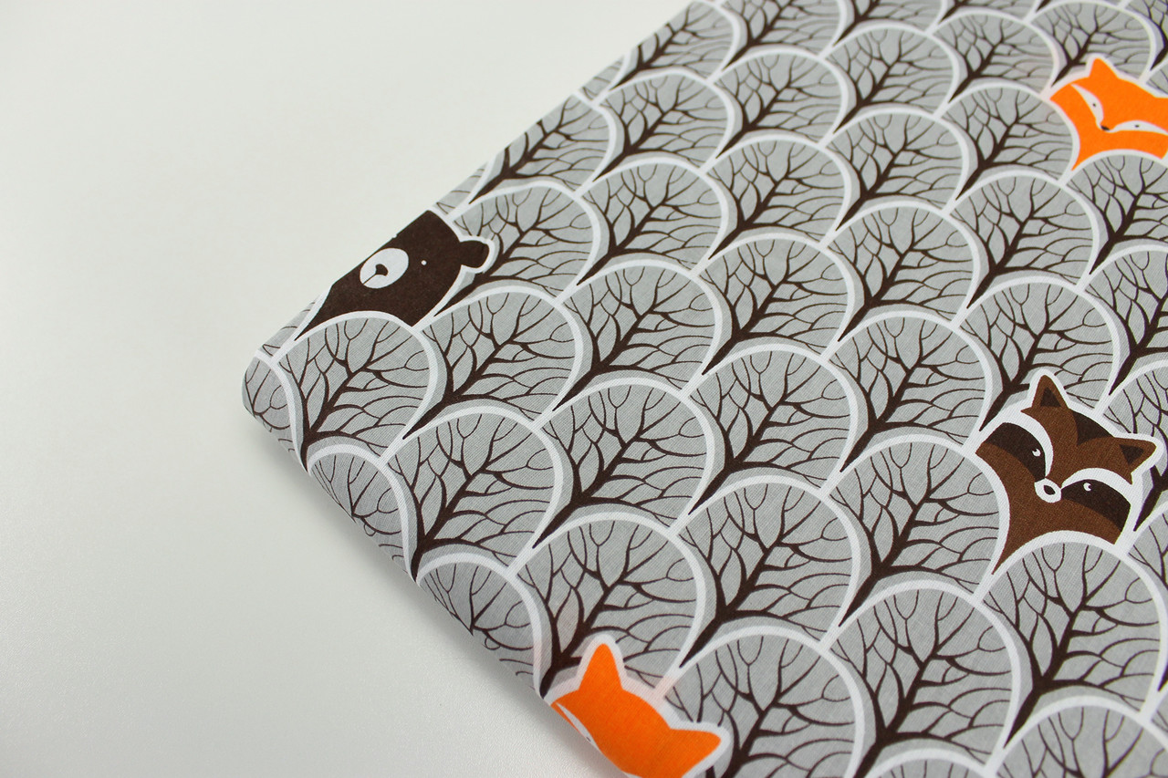 Тканина бавовна "Звірята в деревах" сірого кольору No1166 - фото 7 - id-p768010696