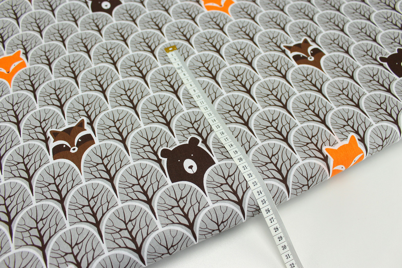 Тканина бавовна "Звірята в деревах" сірого кольору No1166 - фото 5 - id-p768010696