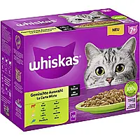 Whiskas Порционные Пакетики Multipack 7+ Смешанный Выбор в Соусе 12шт x 85g Влажный Корм для Кошек