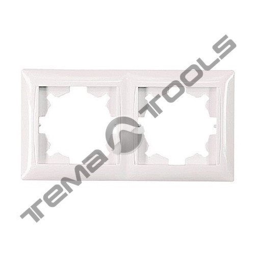 Рамка горизонтальна 2-х місцева біла Latina для розеток і вимикачів