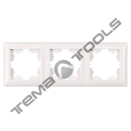 Рамка горизонтальна 3-х місцева біла Latina для розеток і вимикачів
