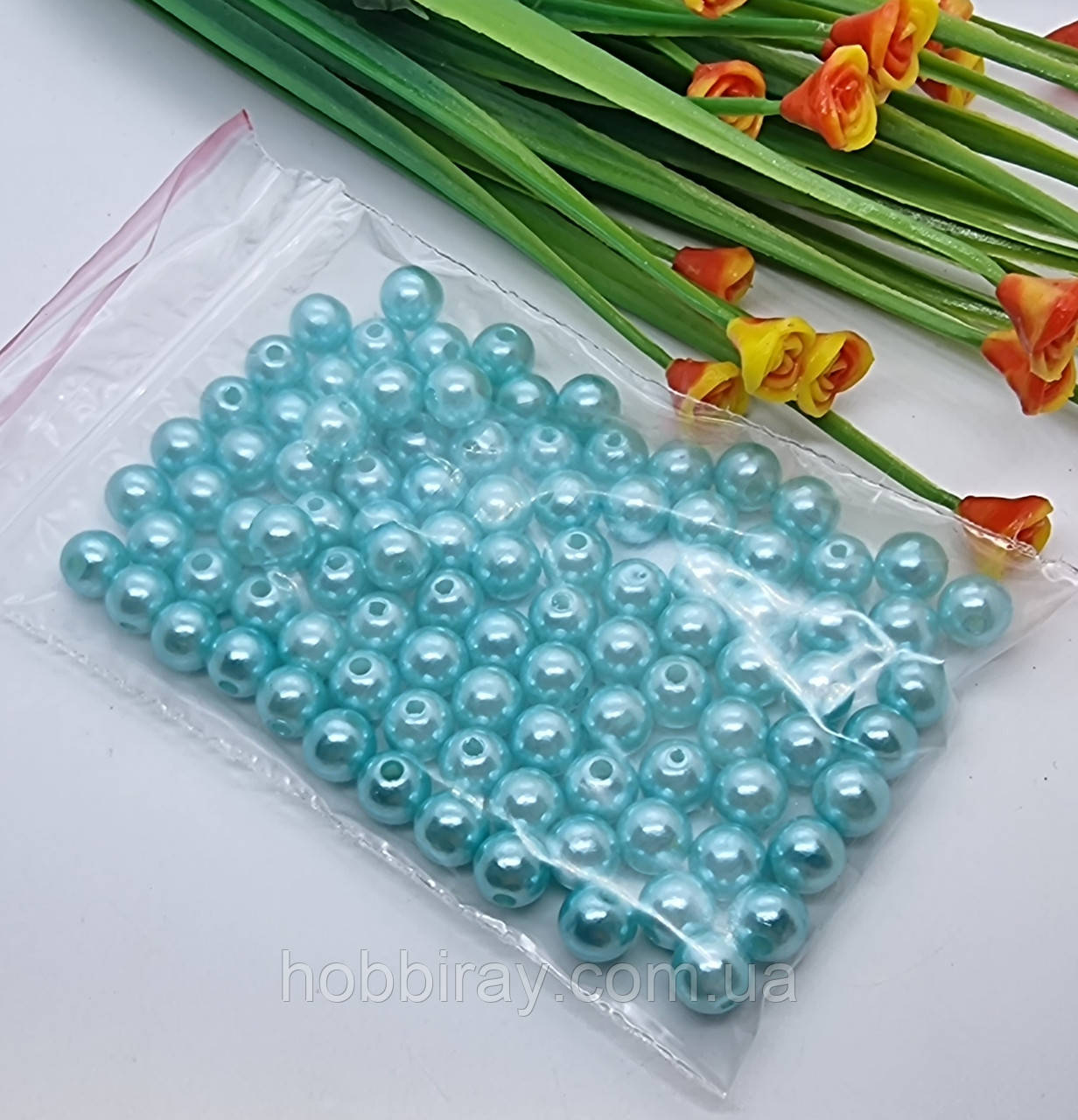 Бусини 0,6 см. Фасування 100 шт. Колір блакитний., фото 1