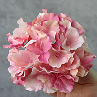 Искусственный цветок гортензия, розового цвета, 18 см. Цветы премиум-класса для интерьера, декора.