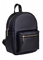 Молодежный черный рюкзак для девушки Черный женский рюкзак Черный подростковый рюкзак
