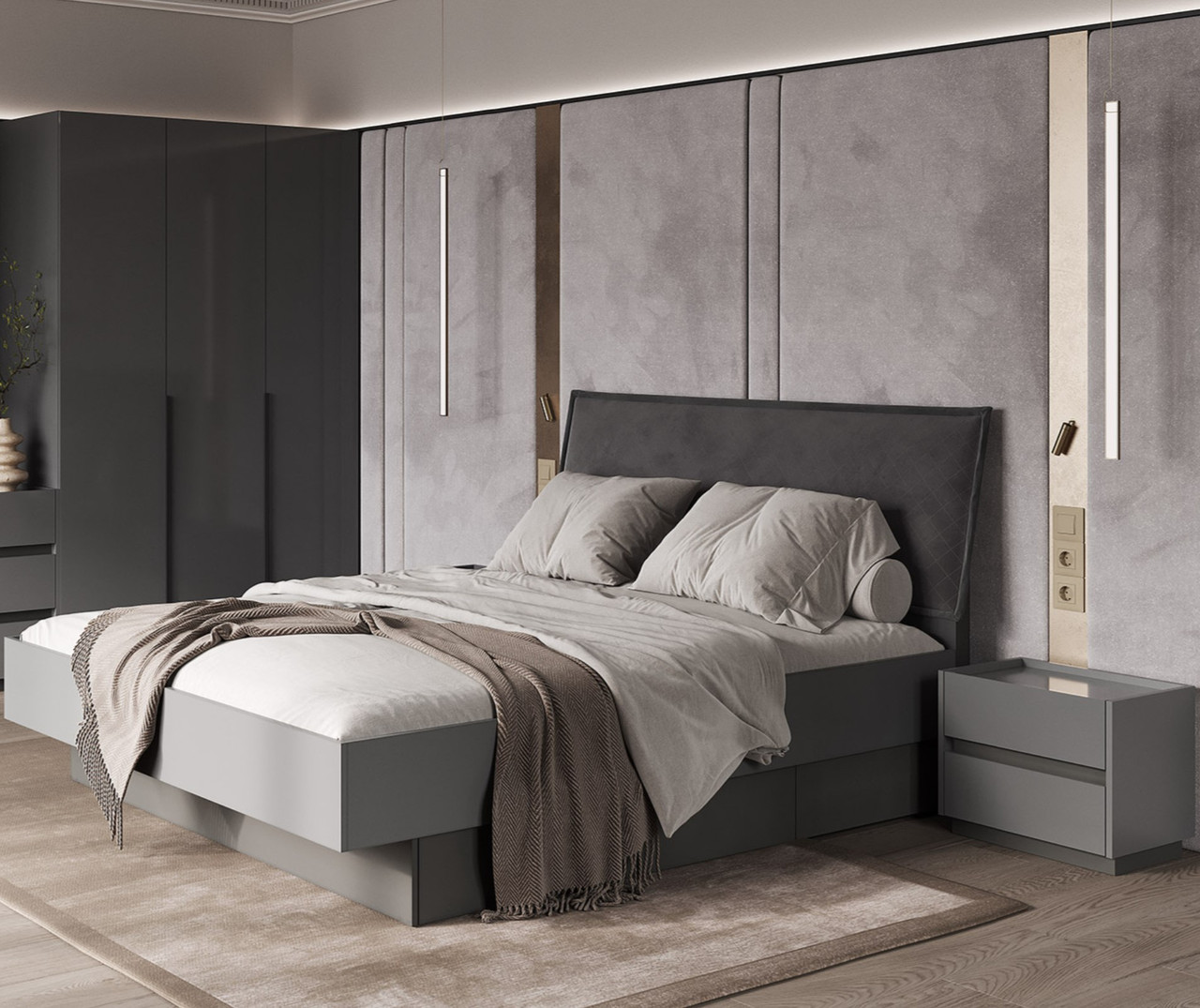 Спальня Тео Матовий графіт / Антрацит Миро-Марк, фото 1