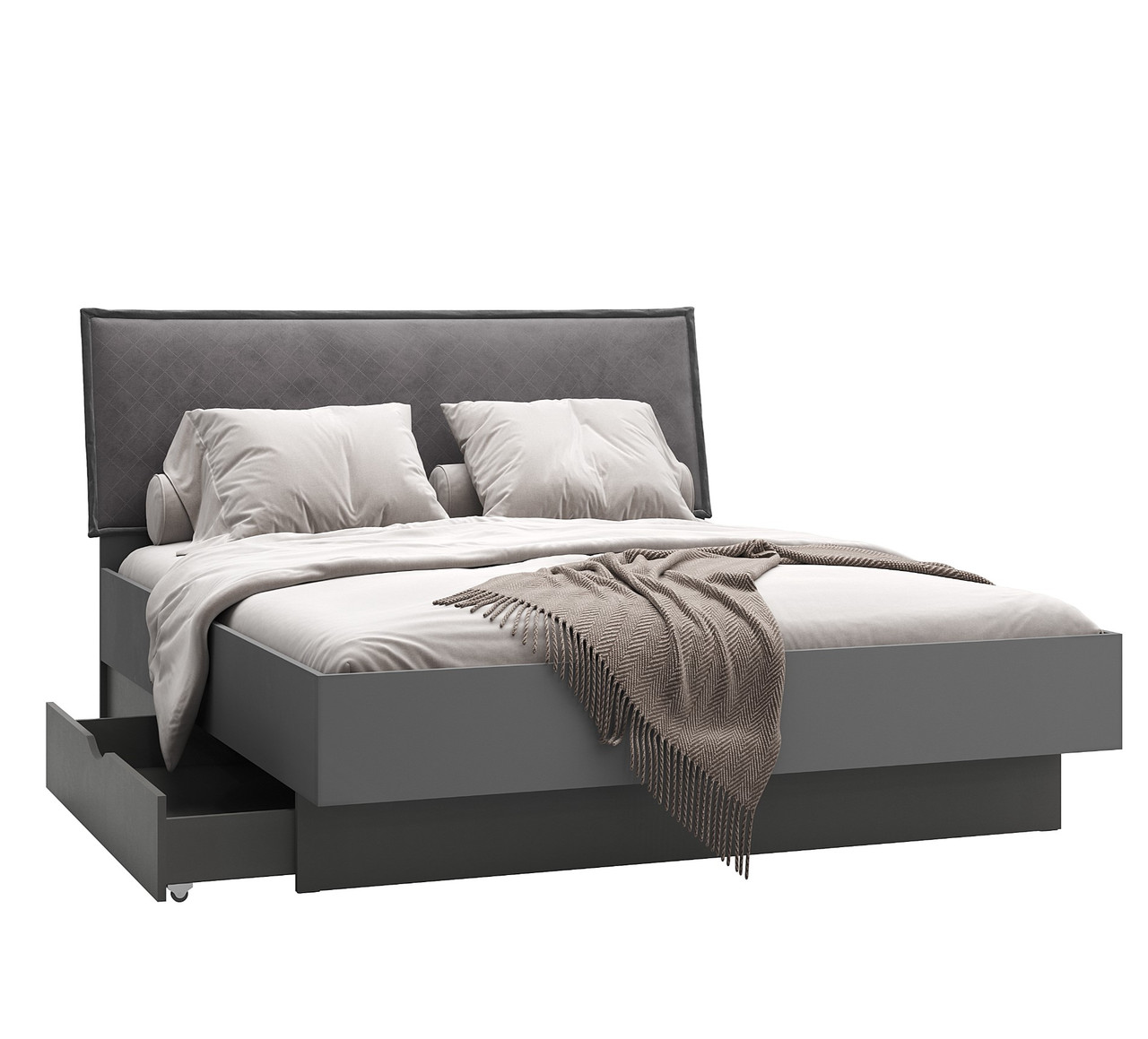 Ліжко 1.6х2.0 з ящиками Матовий Графіт/Антрацит Тео, фото 1