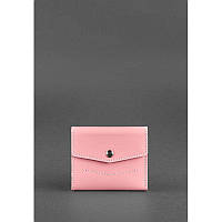 Красивый женский кошелек из натуральной кожи Небольшое женское портмоне Женский кожаный кошелек цвет розовый